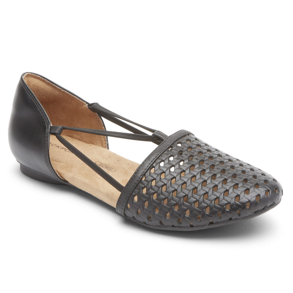 Zapatos Bajos Rockport Mujer Mexico - Reagan Perforated Negros - LARVO7951